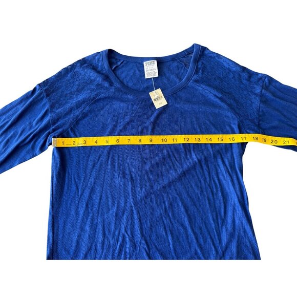 Victorias Secret Pink Womens Long Sleeve Lace Accent Top In Royal Blue Size L - Picture 4 of 6